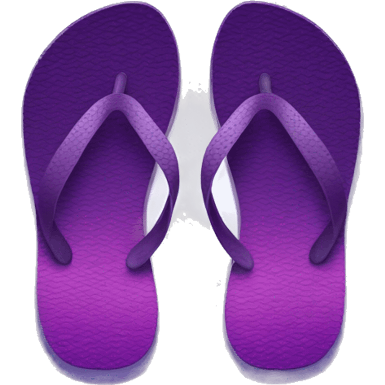 Realistic dark purple gradient pair of summer flip flops isolated. emoji