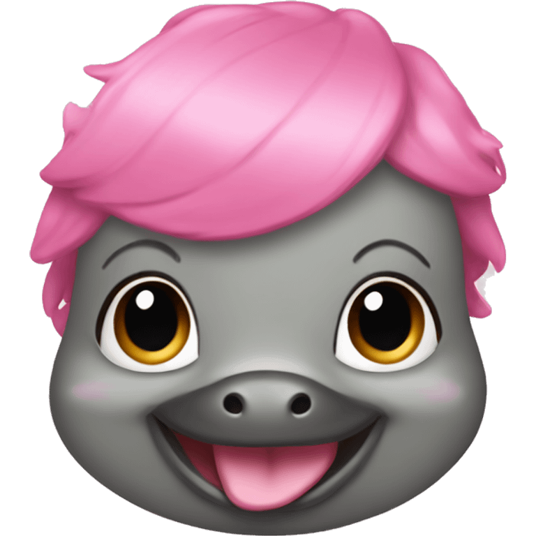 Baby platypus in a pink wig emoji