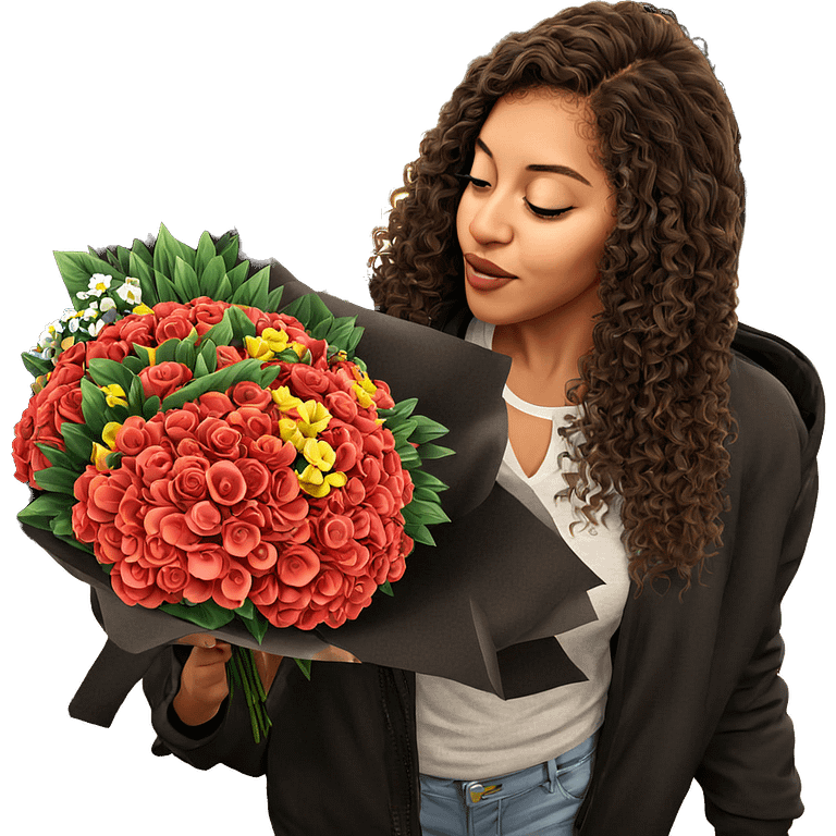 girl holding flower bouquet emoji