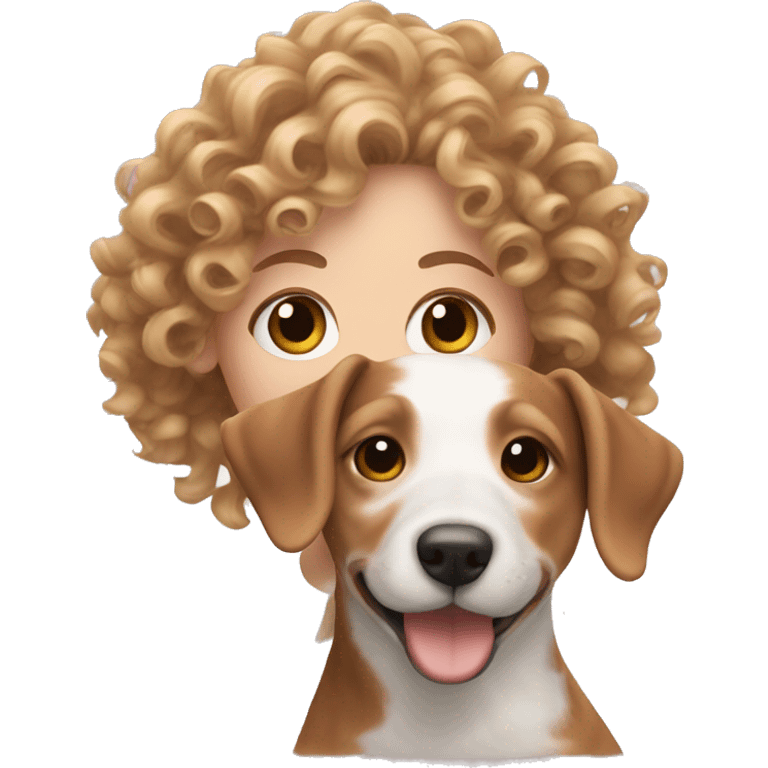 Curly haired white girl with jack russell emoji