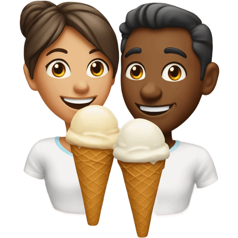 husband and wife eating ice cream emoji