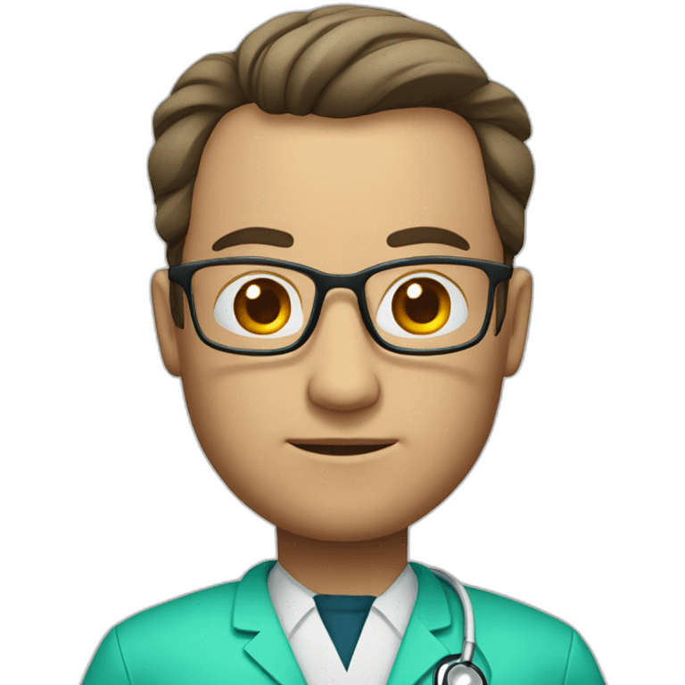 a doctor with big forhead and wearing a glass emoji