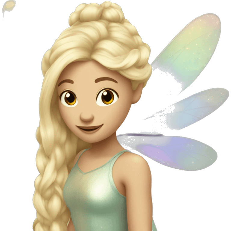 Iridescent fairy flying long hair blonde emoji