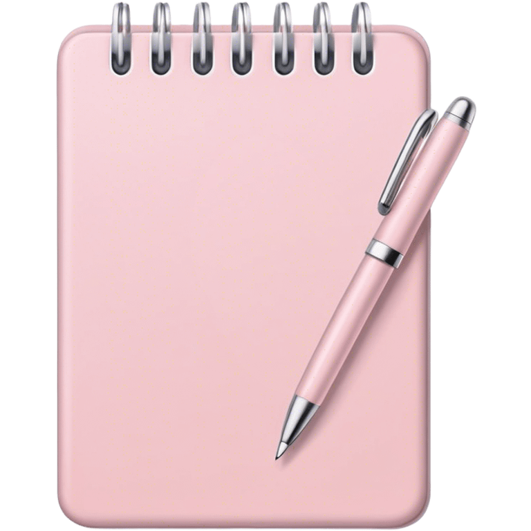 Pale pink notepad with pen emoji