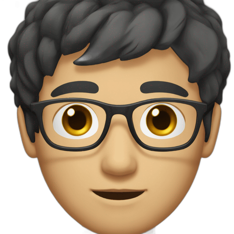 vietnamese guy with dark skin and short dark hair and dark eyes and rectangle black glasses emoji