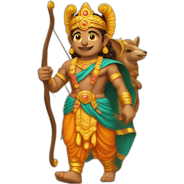 Lord Ram holding his bow with his quiver on his back and walking with Sita emoji