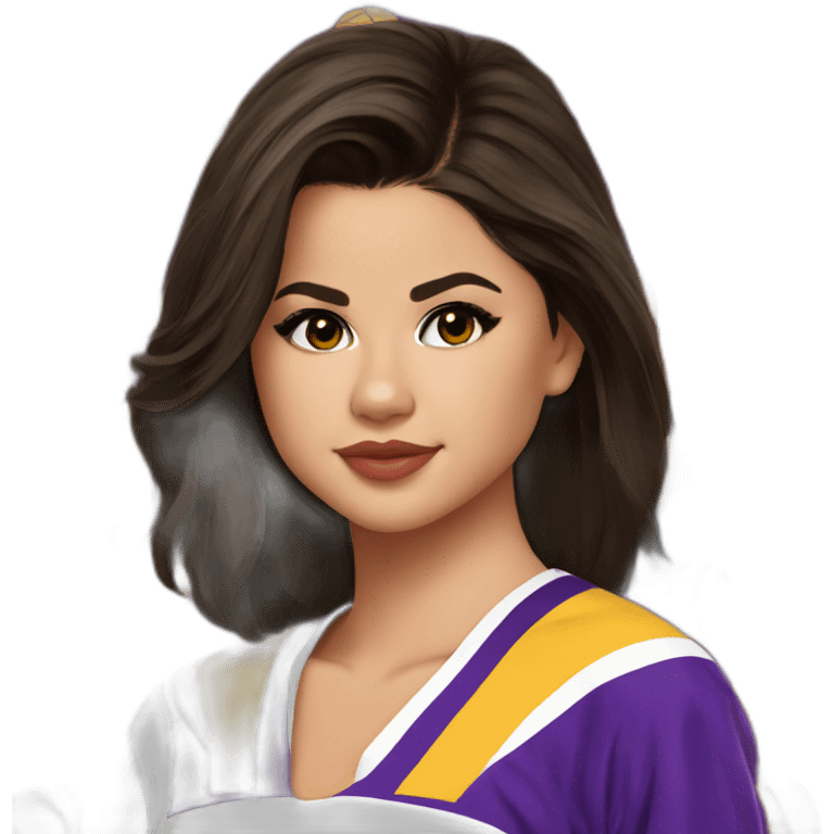 selena gomez with lakers jersey emoji