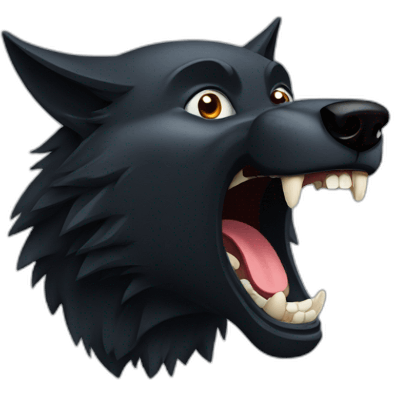 Black wolf growling  emoji