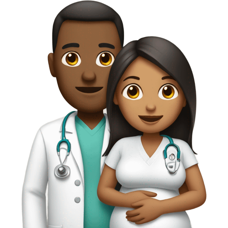 “Pregnant woman with her husband at the doctor” ou “Pregnant woman and her husband at a medical appointment”. emoji