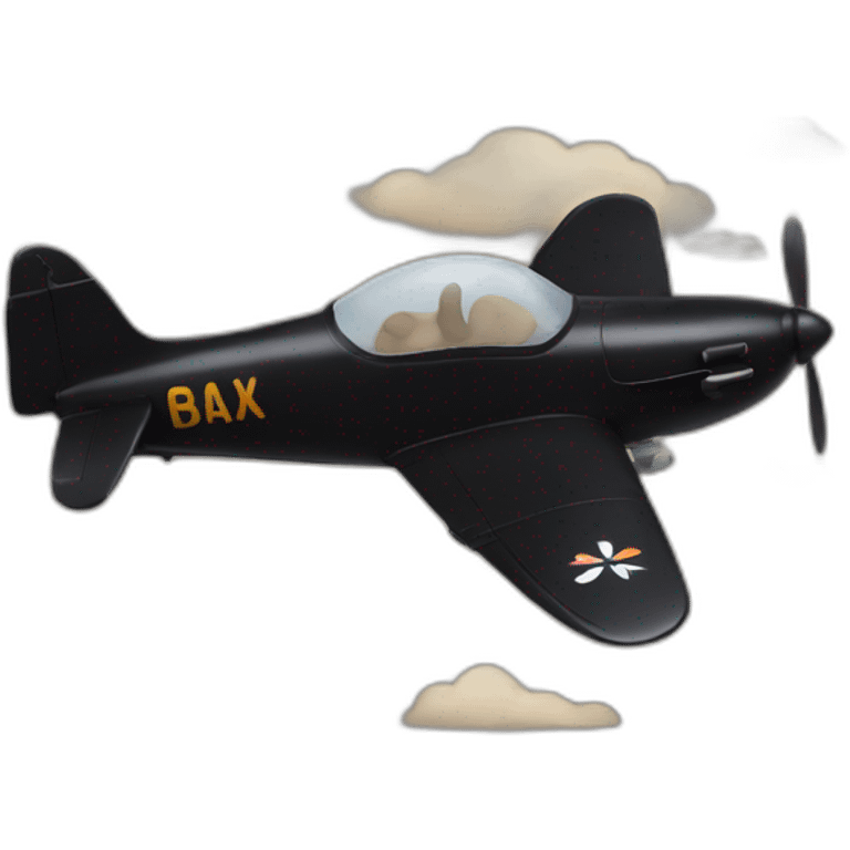 black cat that is a pilot with cream smudge on face emoji