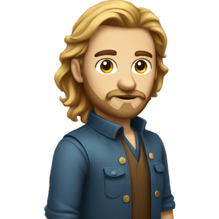 a handsome developer guy with long hair  and little beard emoji