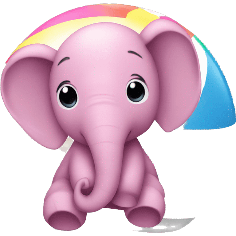 Pink elephant on a beach ball emoji