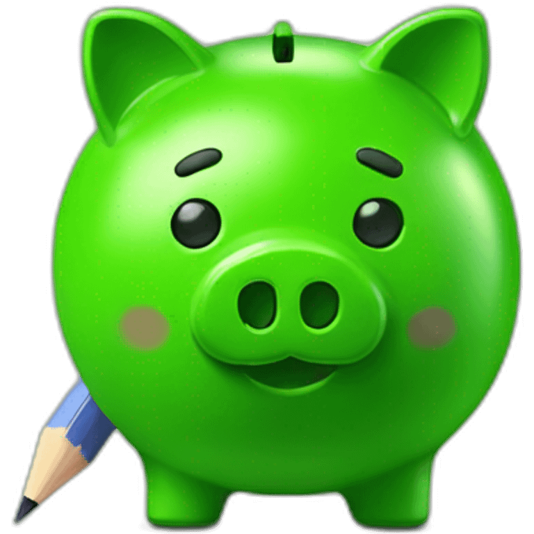 green piggybank with pencil emoji