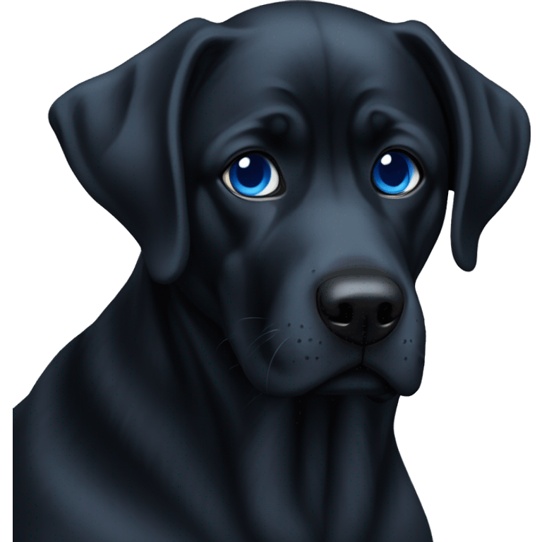 Un chien noir avec des yeux bleus emoji