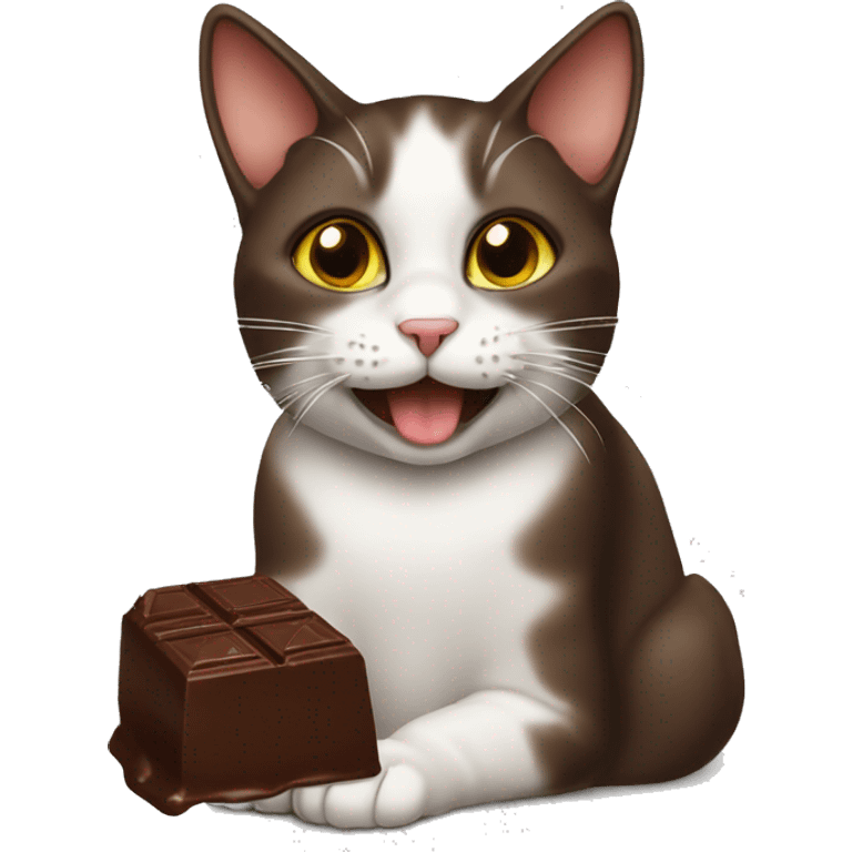 Cat eating chocolate emoji