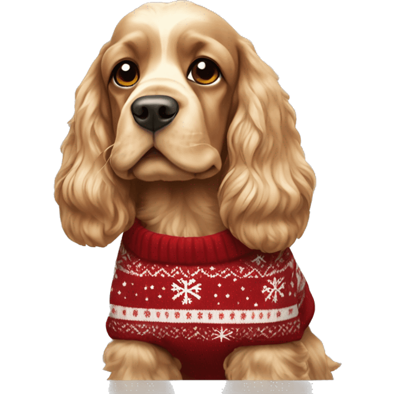 Cocker spaniel wearing a Christmas jumper  emoji