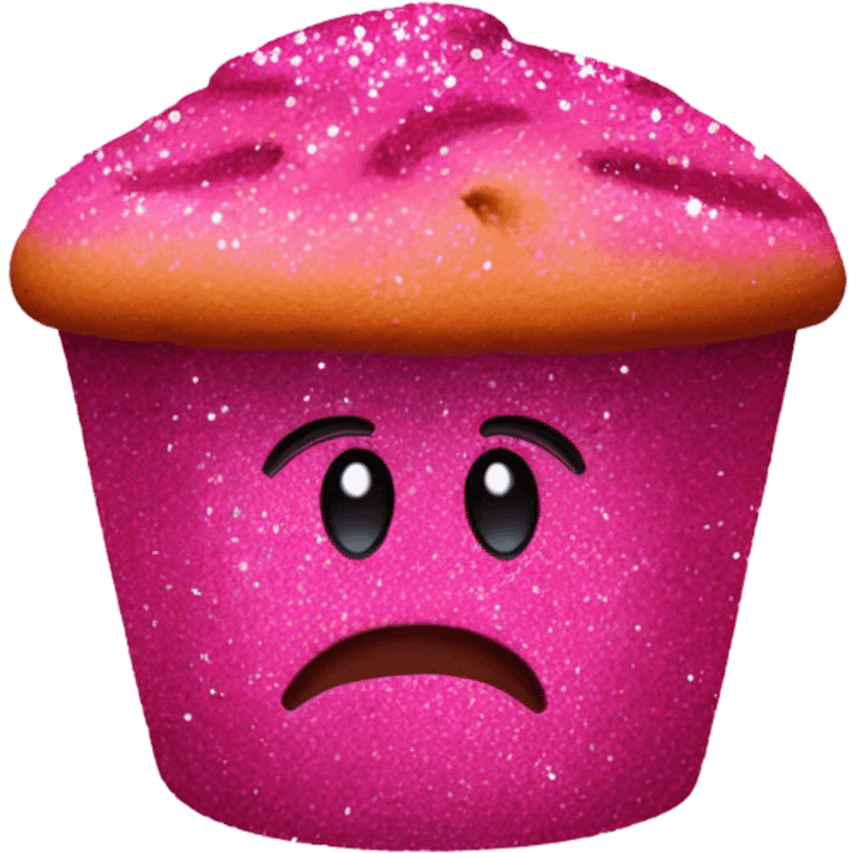 Hot pink fruit muffin with glitter  emoji