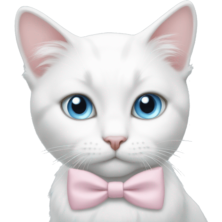 White cat light pink bow light blue eyes  emoji