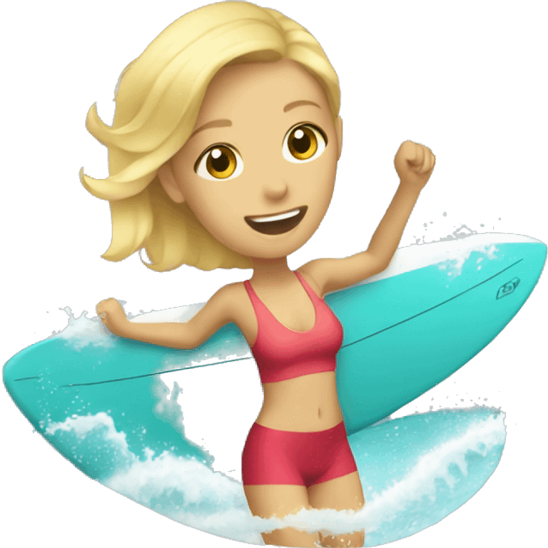 teenager blonde surfing emoji