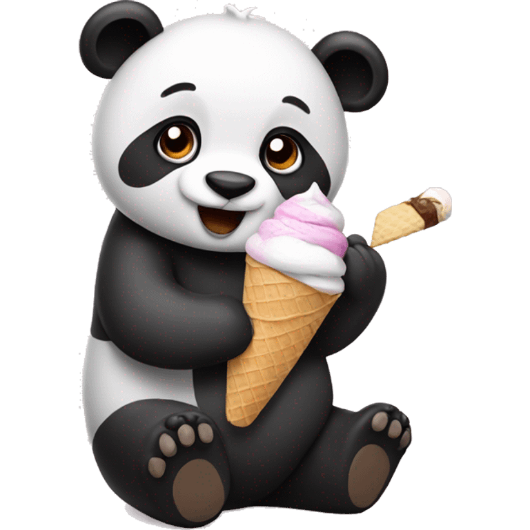 Panda eating ice cream emoji