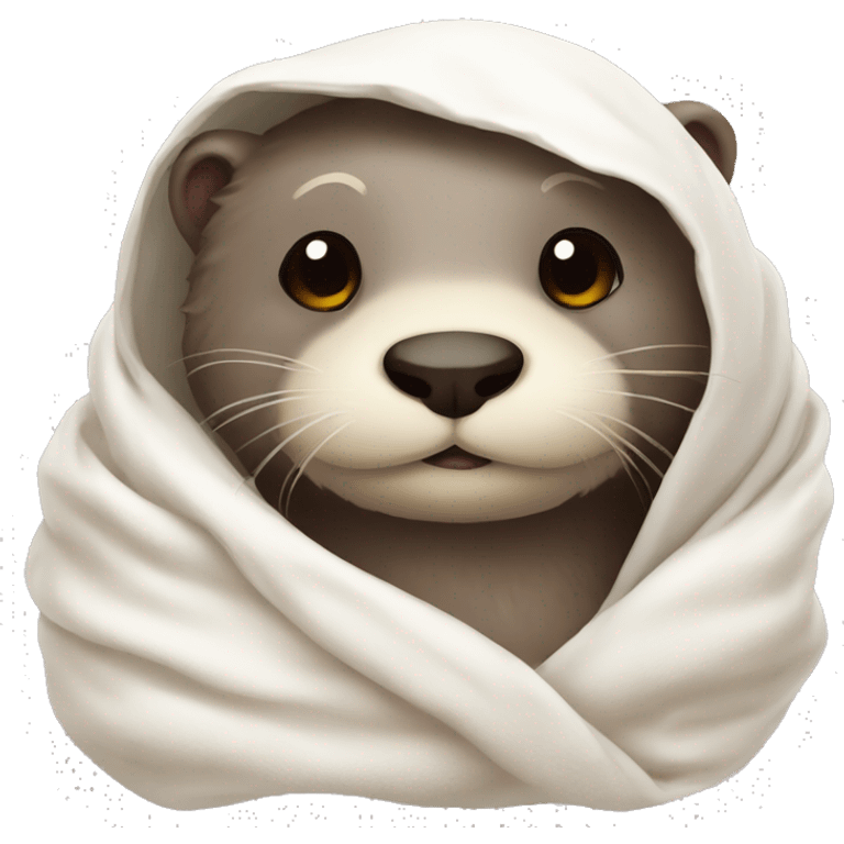 otter cozy in white blanket emoji