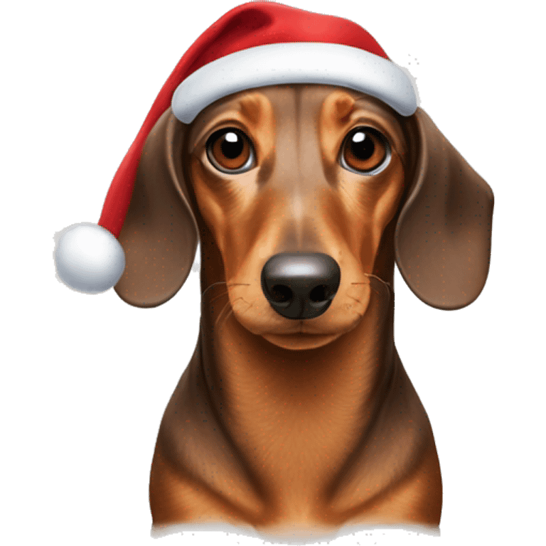 A dachshund in a Santa Claus hat emoji