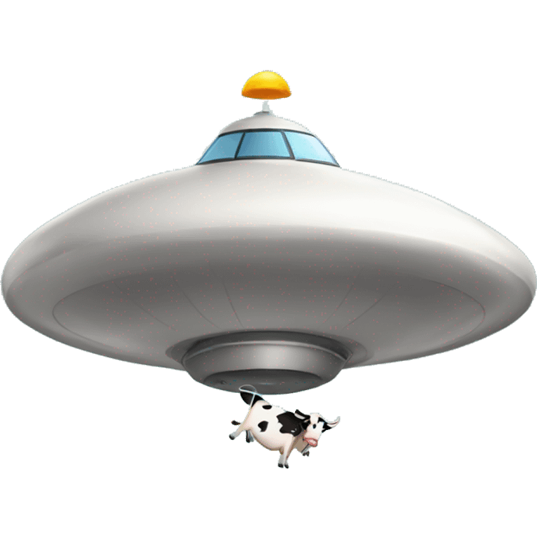 flying saucer with a cow gettin beamed up emoji