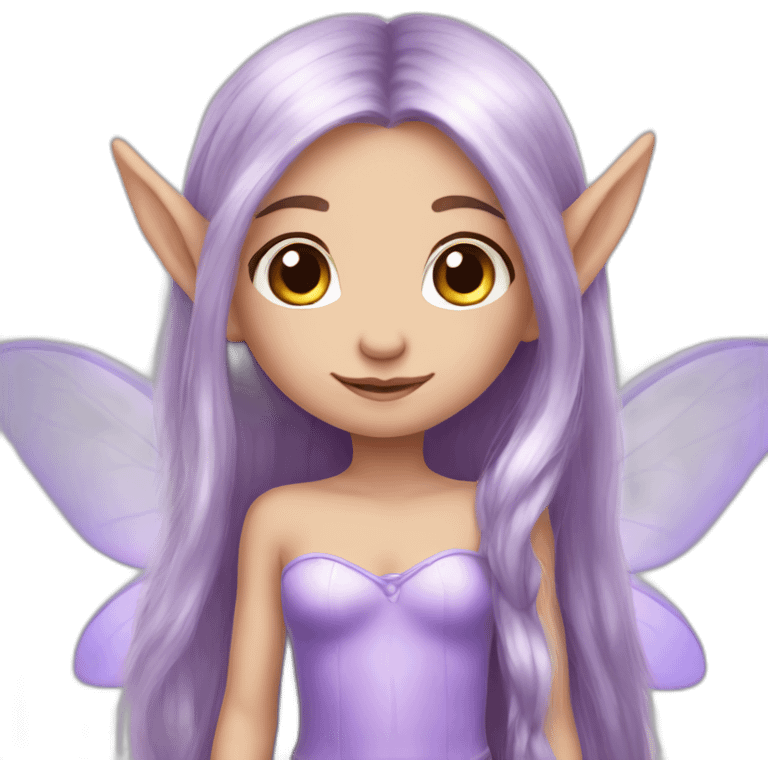 cute lilac elf fairy with long hair emoji