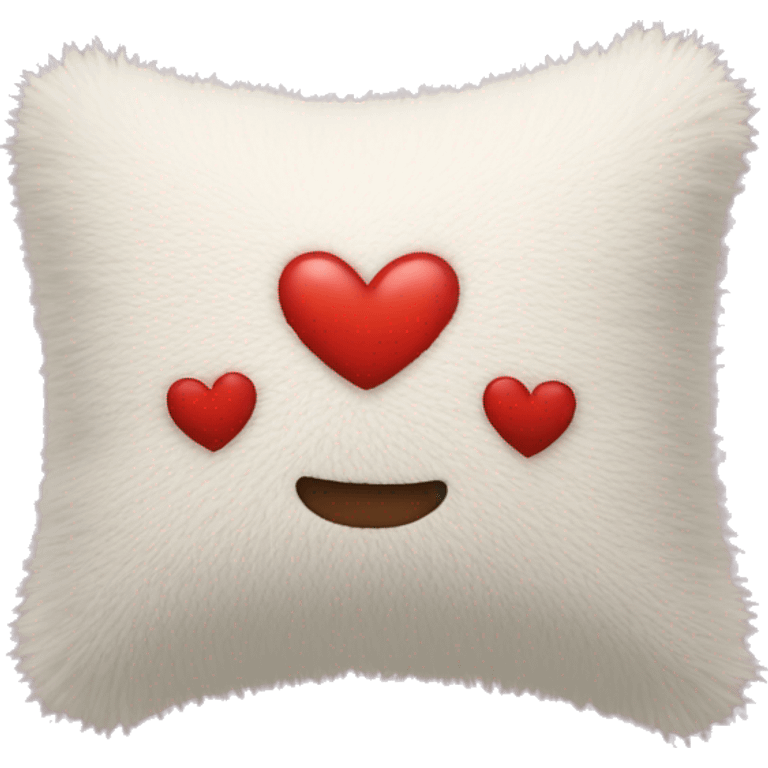 fuzzy pillow with heart emoji