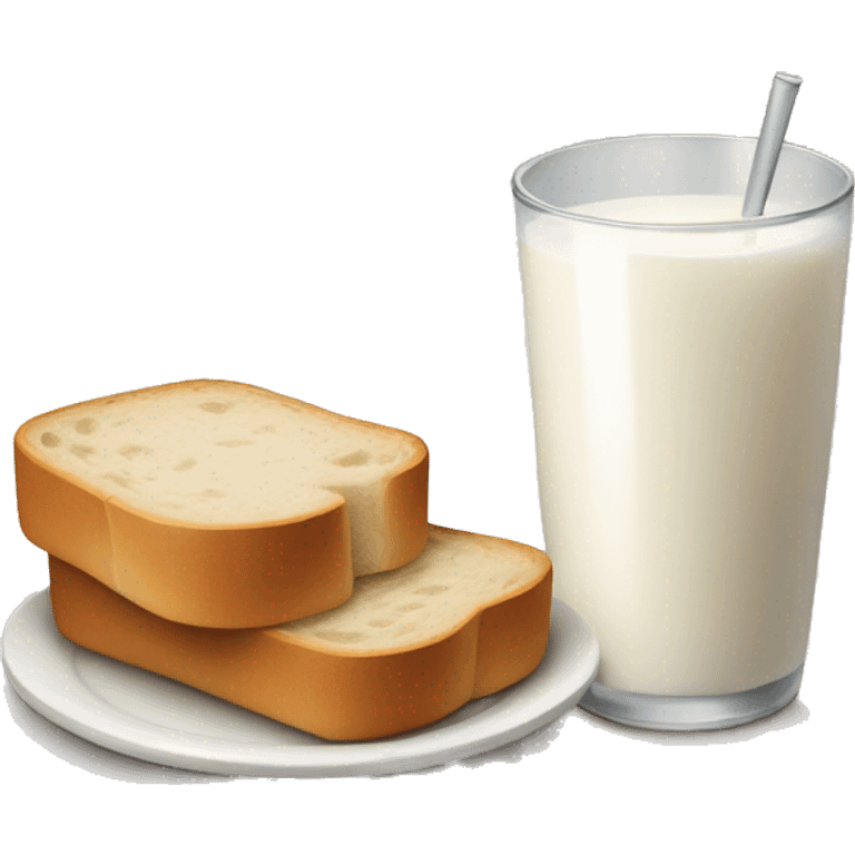 Draw bread with a cup of milk emoji