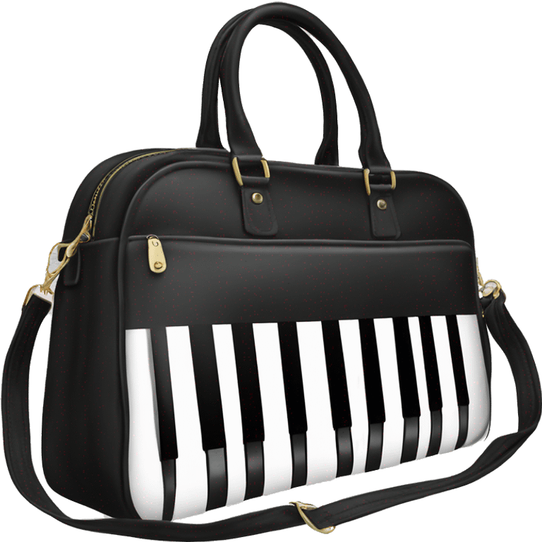 Realistic Black and White Piano Key Satchel Purse emoji