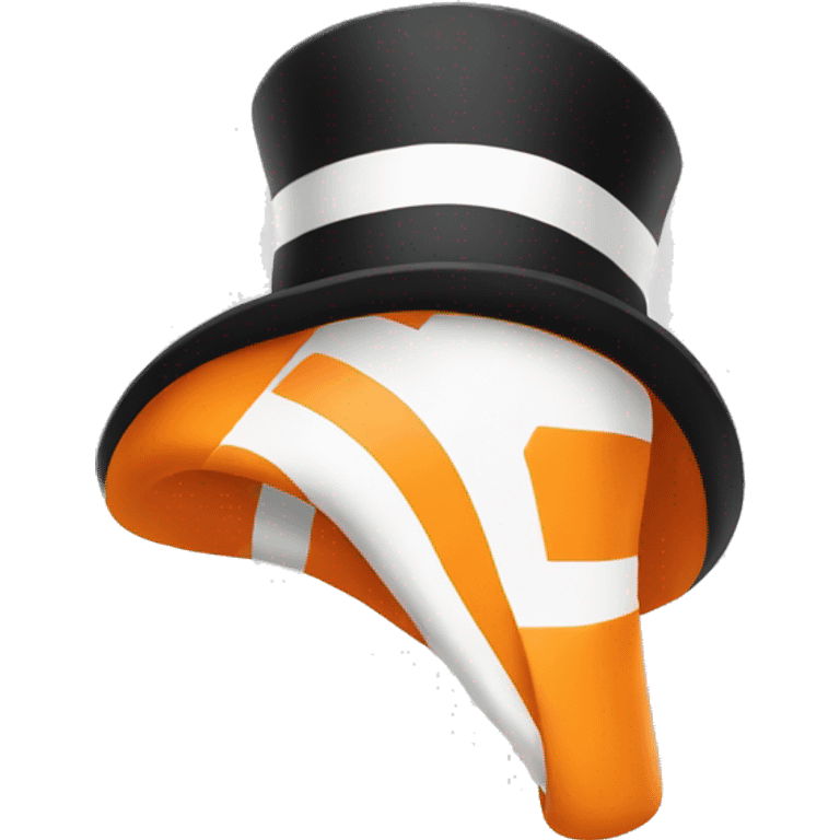 A Orange and White strip tophat emoji