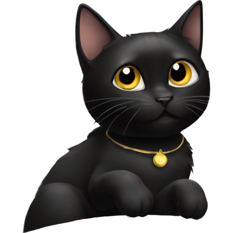 black cat on the moon emoji