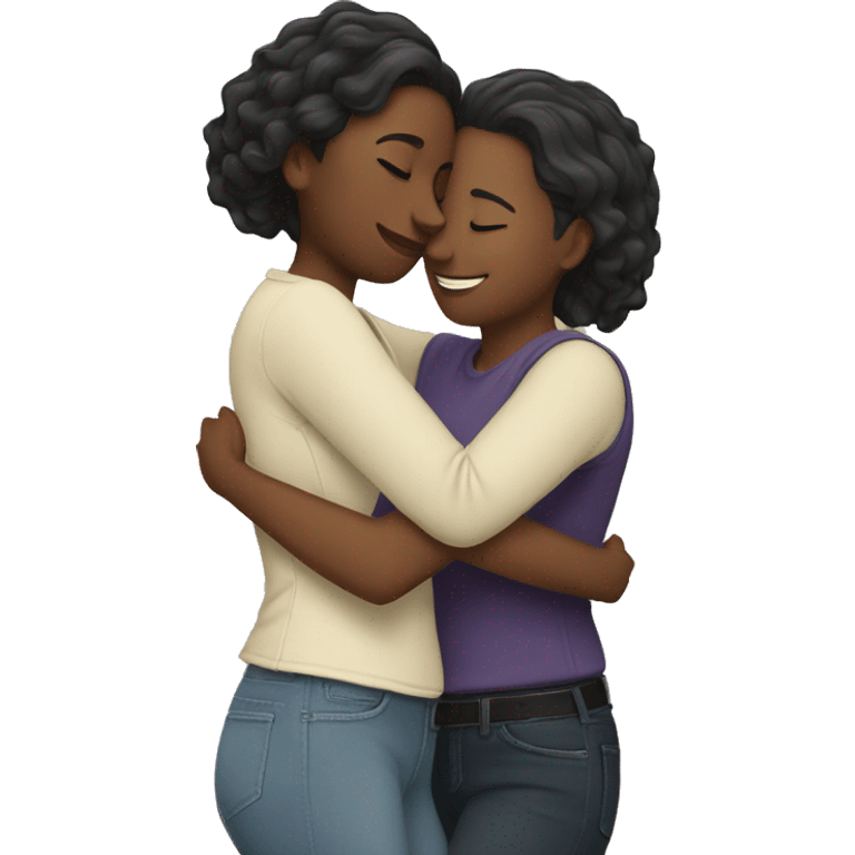 lesbian couple hugging emoji