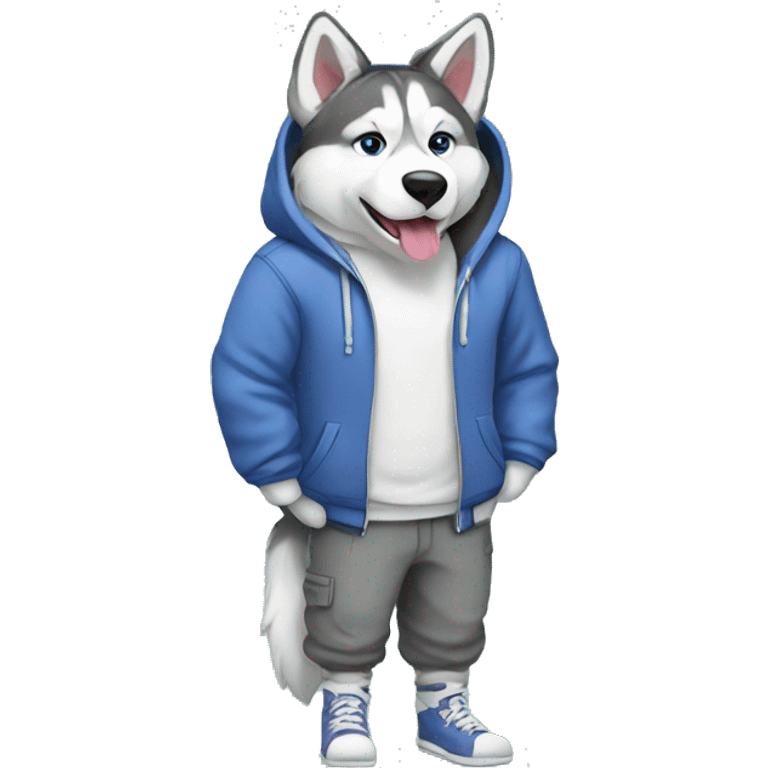 realistic husky full body in a hoody  emoji