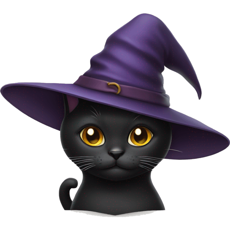 black cat with a witch hat emoji