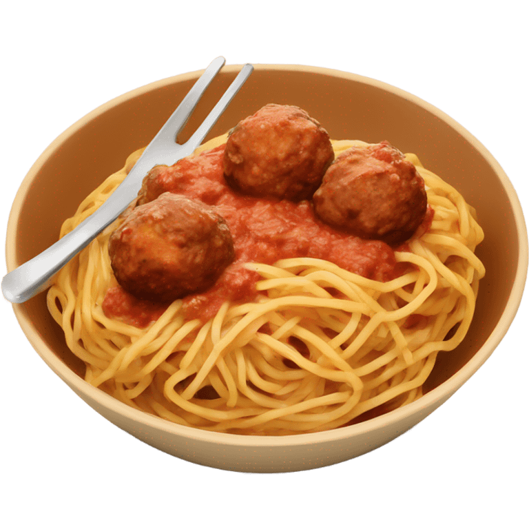 spaghetti with meatballs in a bowl emoji