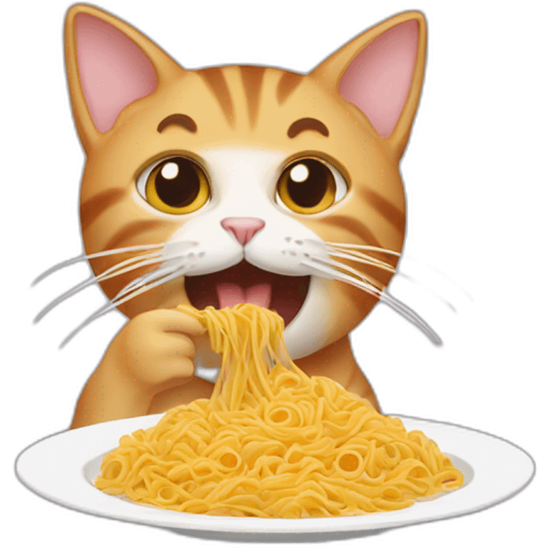 Cat eating pasta emoji