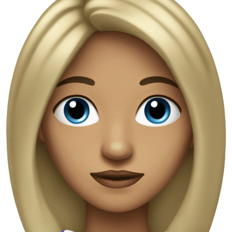 mujer pelo largo azul y ojos negros emoji