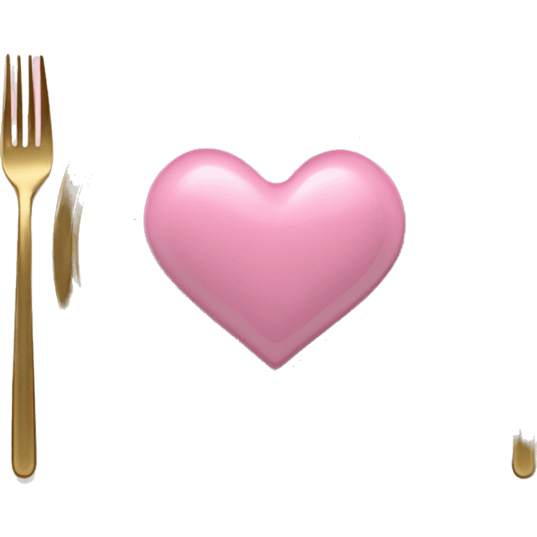 Realistic laying flat empty gold and pink heart charger plate with utensils  emoji