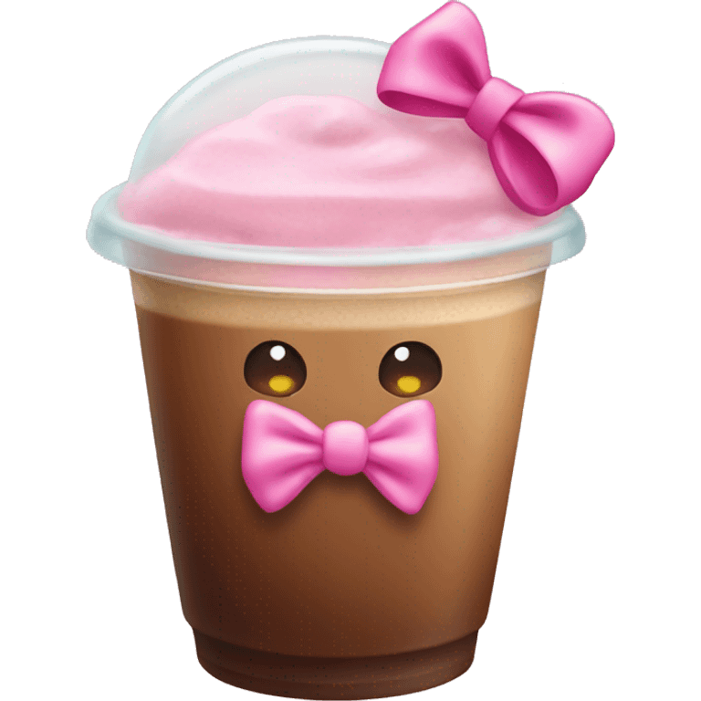 Iced coffe with a pink bow emoji