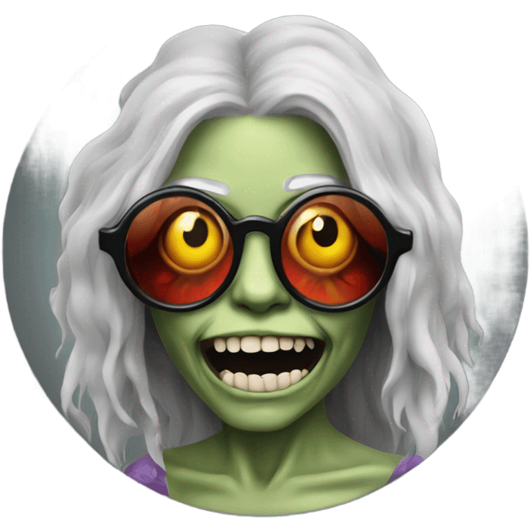  janis joplin zombie on circle glasses dancing emoji