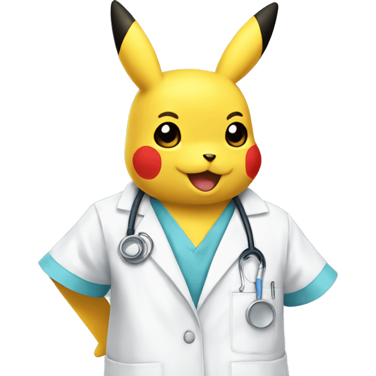 pikachu wears scrubs and lab coat  emoji