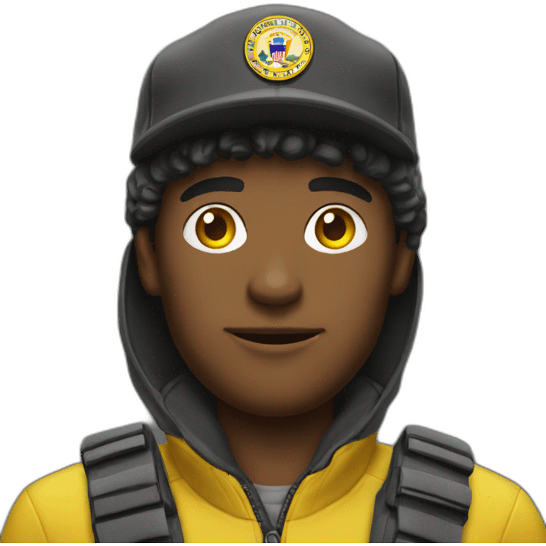 man with yellow "FBI" letters on his cap emoji