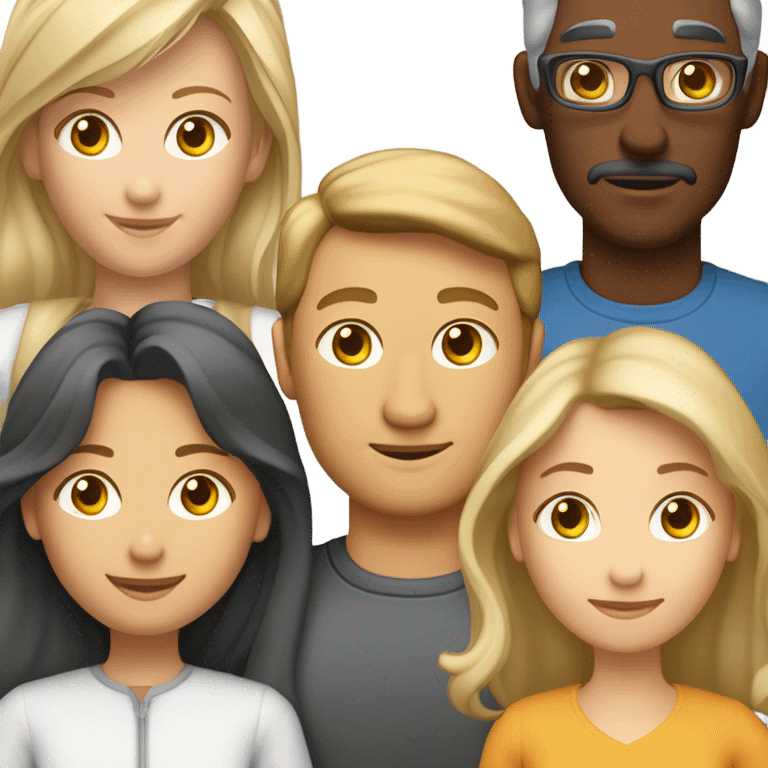 Family: Mann (29 Jahre, braune Haare), Frau (27 Jahre, blonde Haare), Mädchen (3 Jahre, hellbraun), Junge(1 Jahr, blonde Haare) emoji