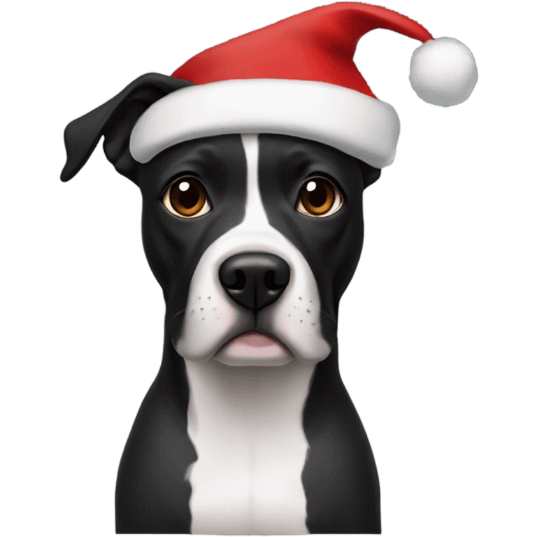 Black Staffordshire female wearing Santa hat and Santa costume emoji