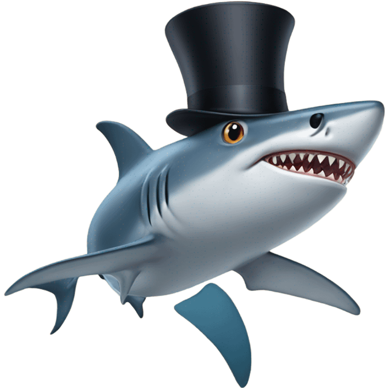 Shark with a top hat emoji