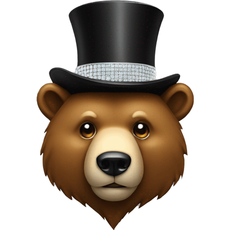 Bear head made out of diamond and wearing a top hat  emoji