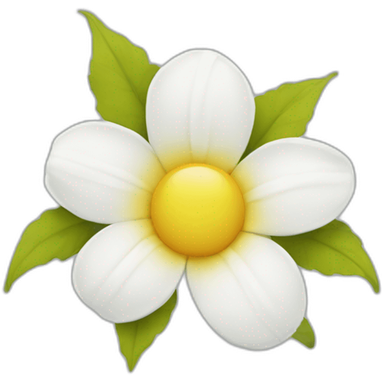 white flower with yellow face emoji