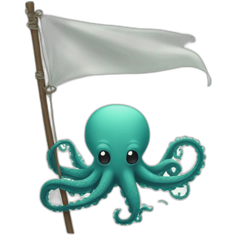 cute kraken hanging a white flag emoji